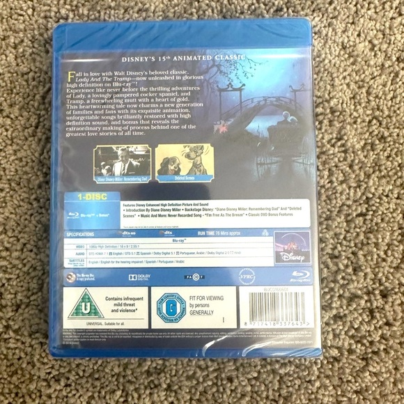 New in Package! Lady and the Tramp Blu-ray Disc MOVIE - Picture 2 of 2